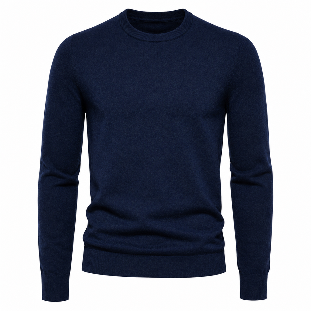 Merino Wool Crew Neck Sweater – Navy Blue | Clottan Clerhy