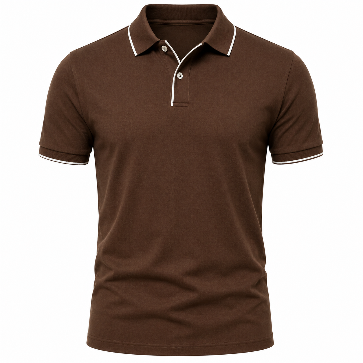 Contrast Trim Polo Shirt – Espresso Brown | Clottan Clerhy