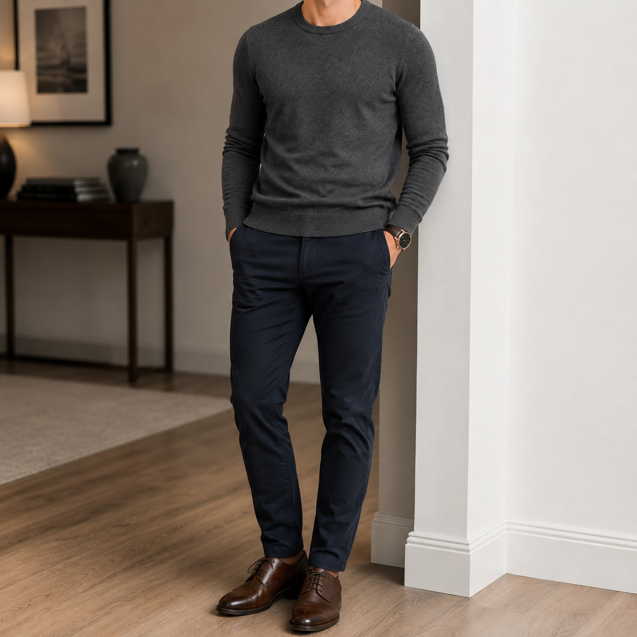 Merino Wool Crew Neck Sweater – Charcoal Grey | Clottan Clerhy