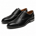 Black Contrast Trim Leather Derby Shoes | Clottan Clerhy