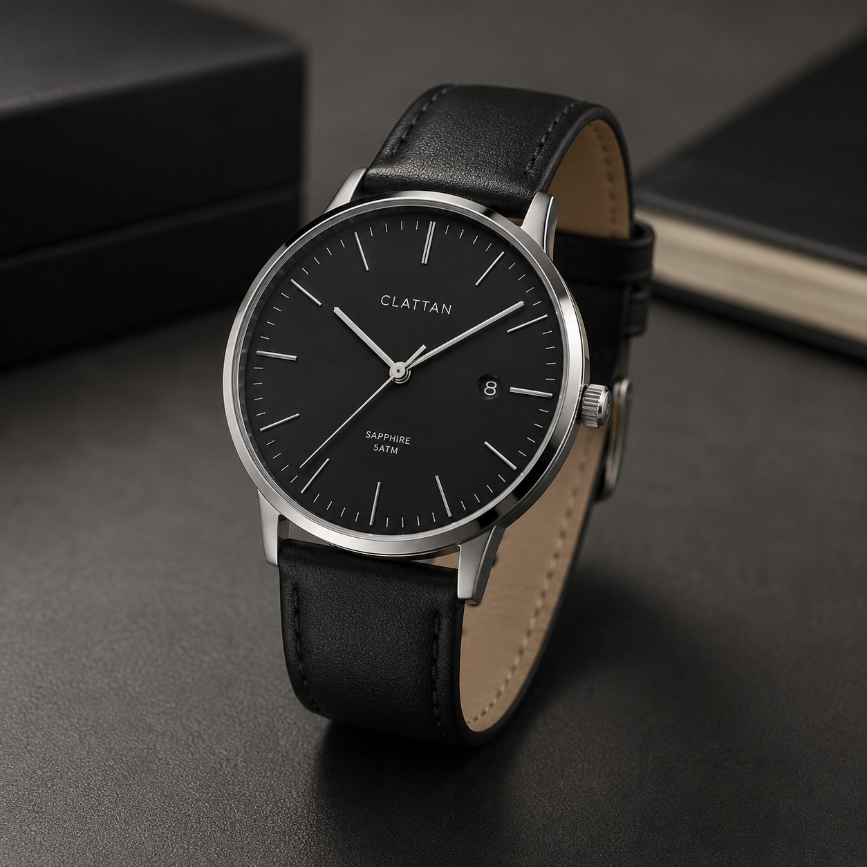 Minimalist Leather Strap Watch – Black | Clottan Clerhy