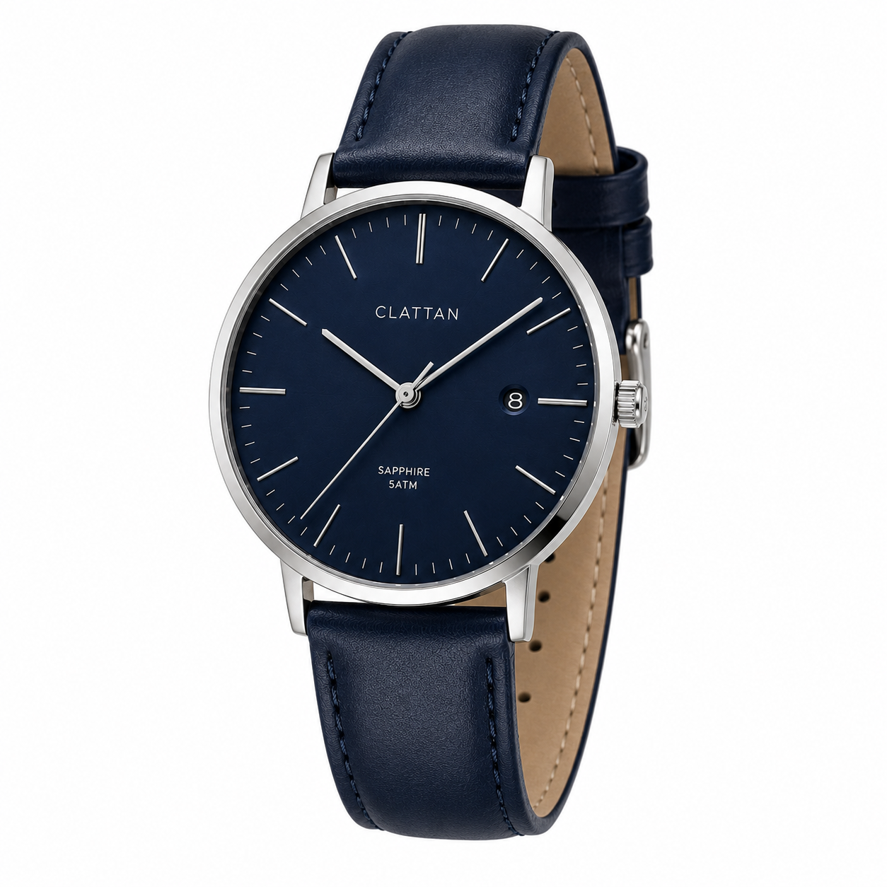 Minimalist Leather Strap Watch – Navy Blue | Clottan Clerhy