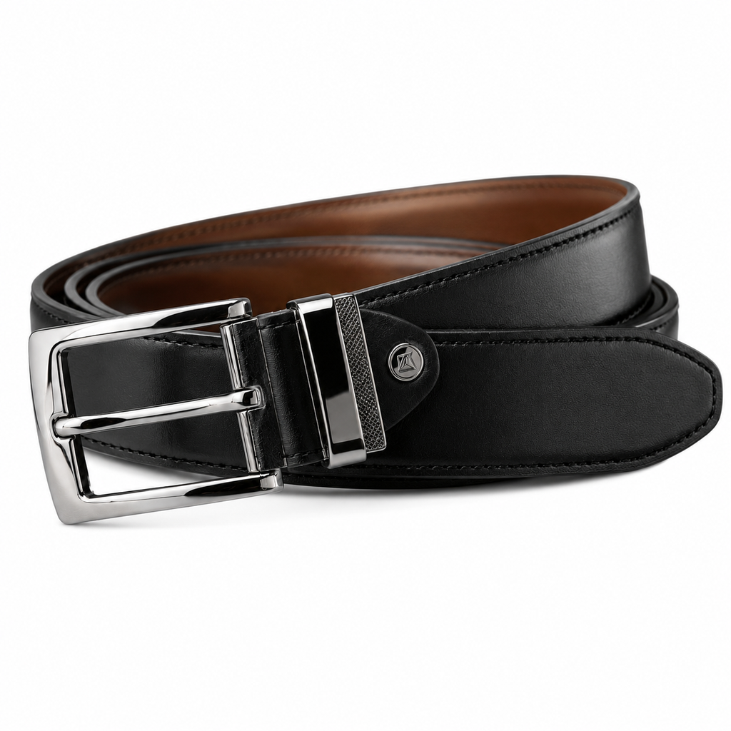 Premium Chrome Buckle Leather Belt – Black | Clottan Clerhy