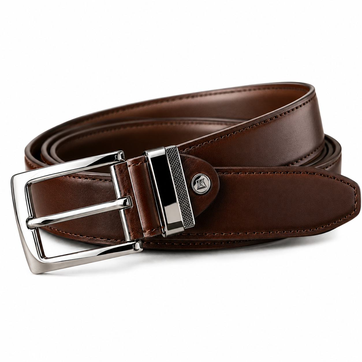 Premium Chrome Buckle Leather Belt – Brown | Clottan Clerhy