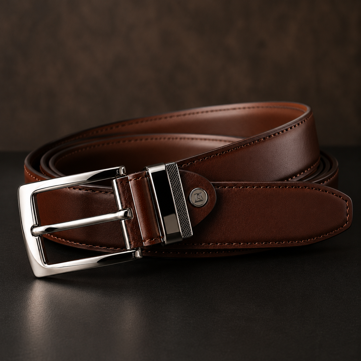 Premium Chrome Buckle Leather Belt – Brown | Clottan Clerhy