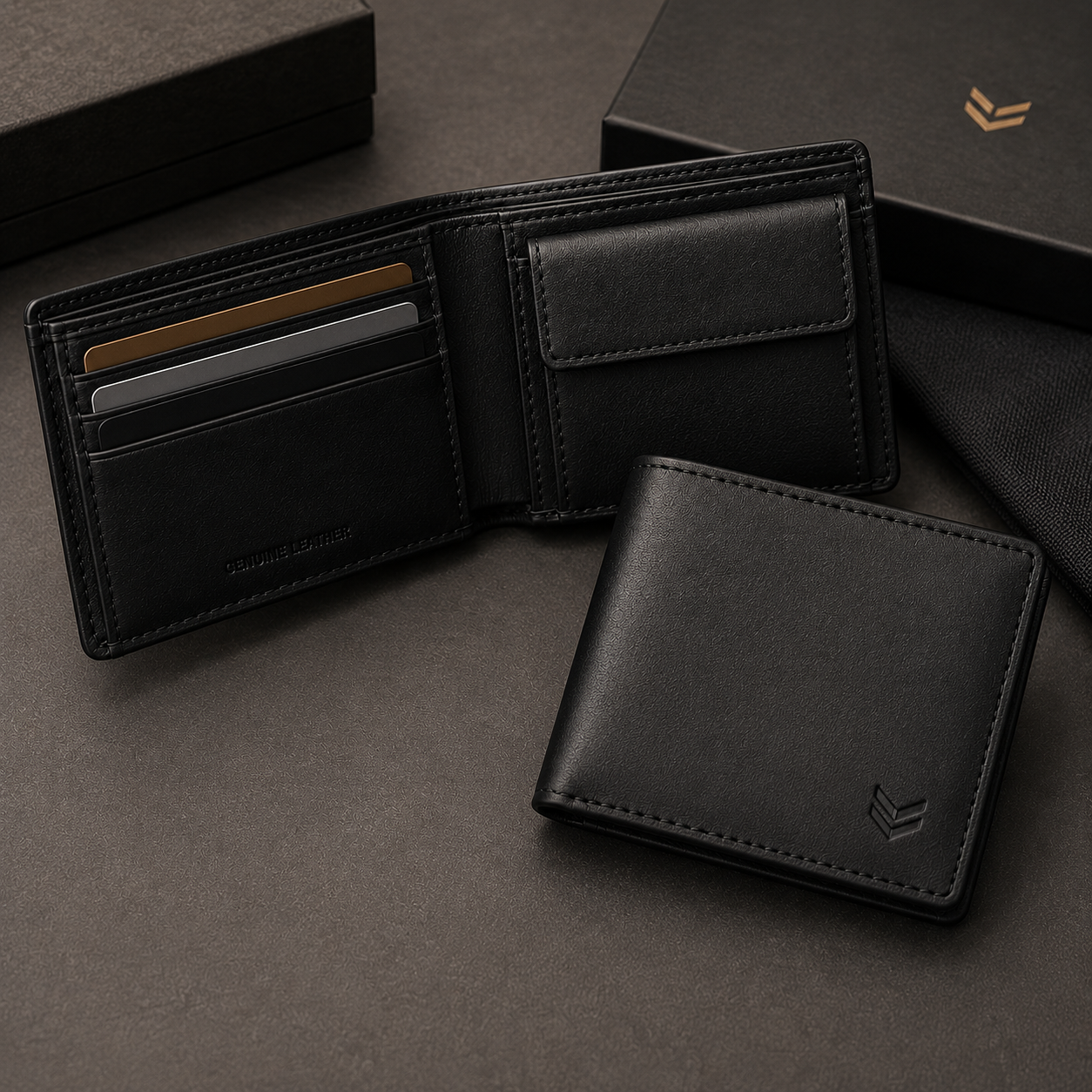 Modern Genuine Leather Wallet – Black | Clottan Clerhy