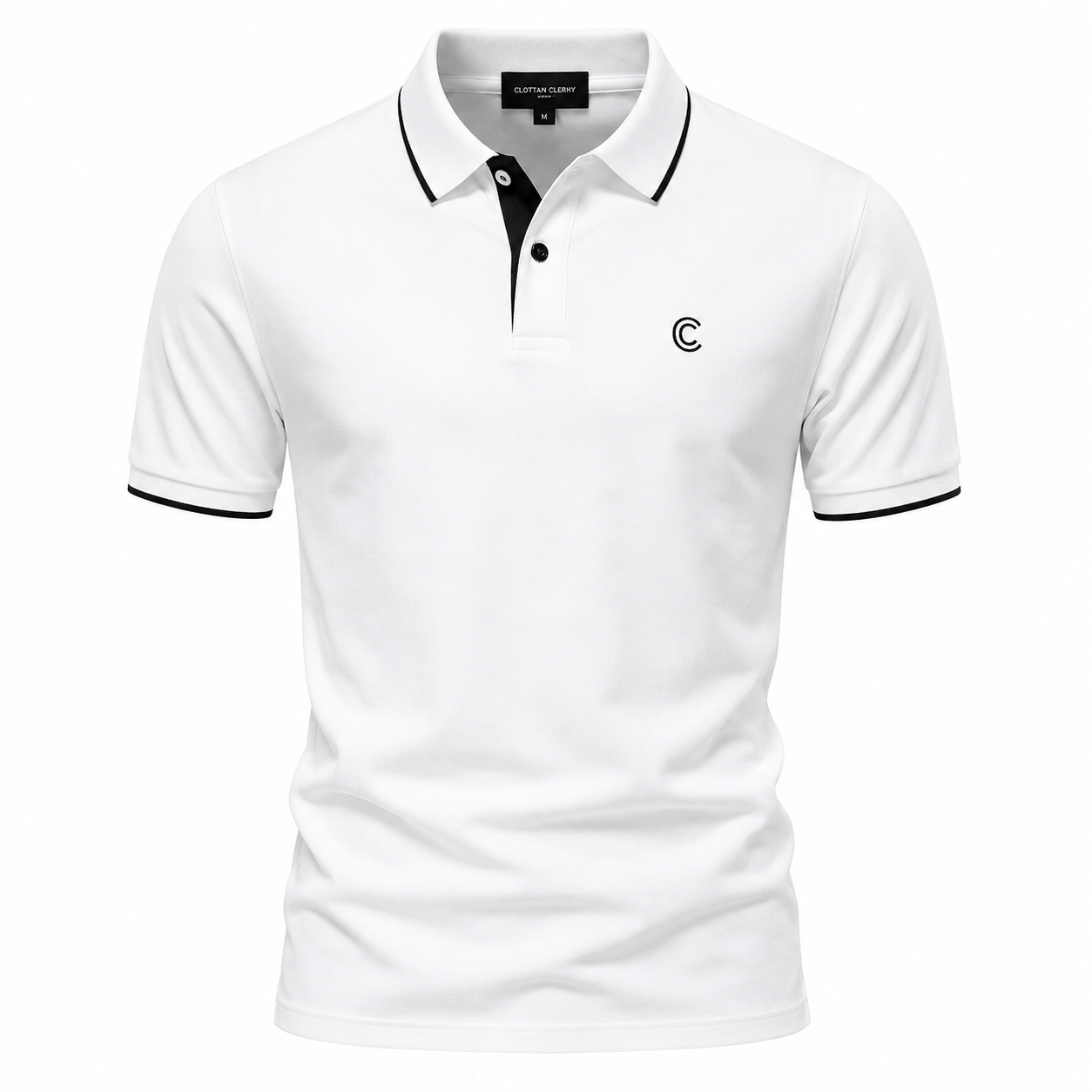 Modern Contrast Trim Polo Shirt – White & Black | Clottan Clerhy