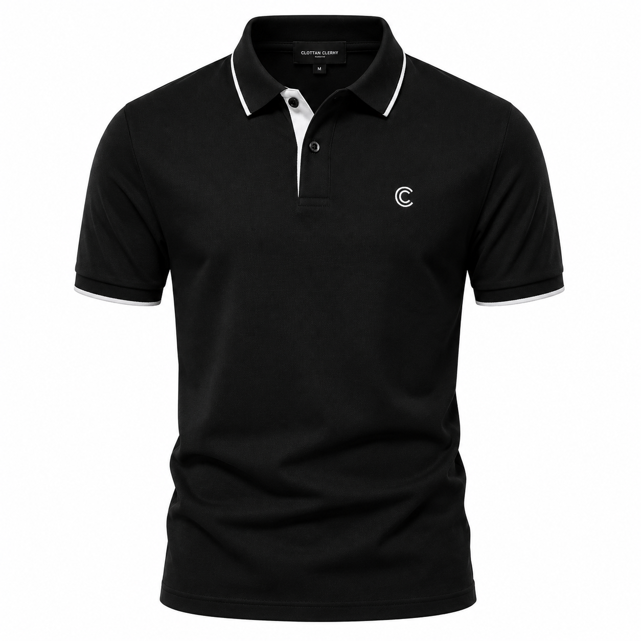 Modern Contrast Trim Polo Shirt – Black & White | Clottan Clerhy