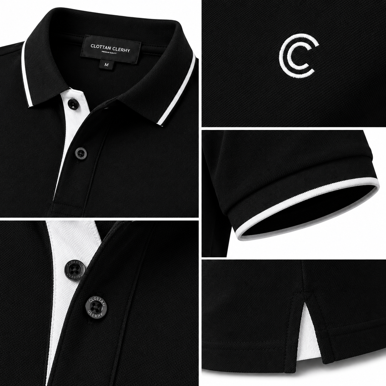 Modern Contrast Trim Polo Shirt – Black & White | Clottan Clerhy