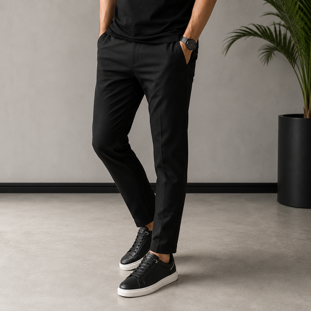 Modern Black Leather Casual Sneaker | Clottan Clerhy