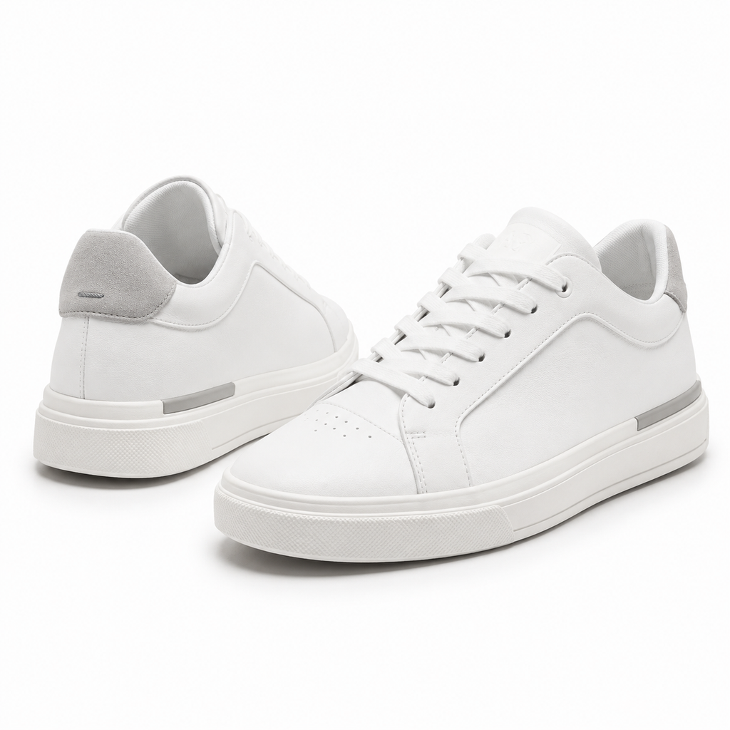 Premium White Casual Leather Trainer | Clottan Clerhy