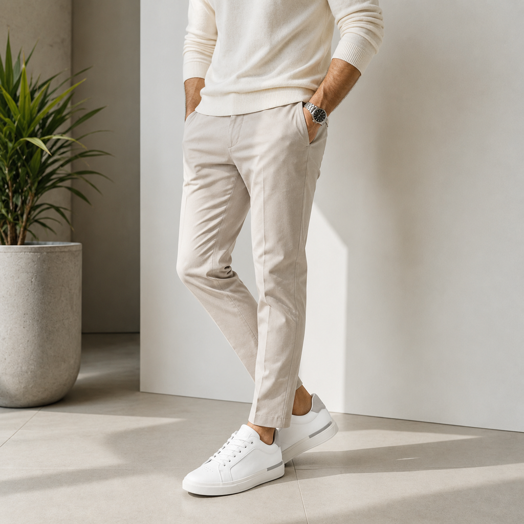Premium White Casual Leather Trainer | Clottan Clerhy