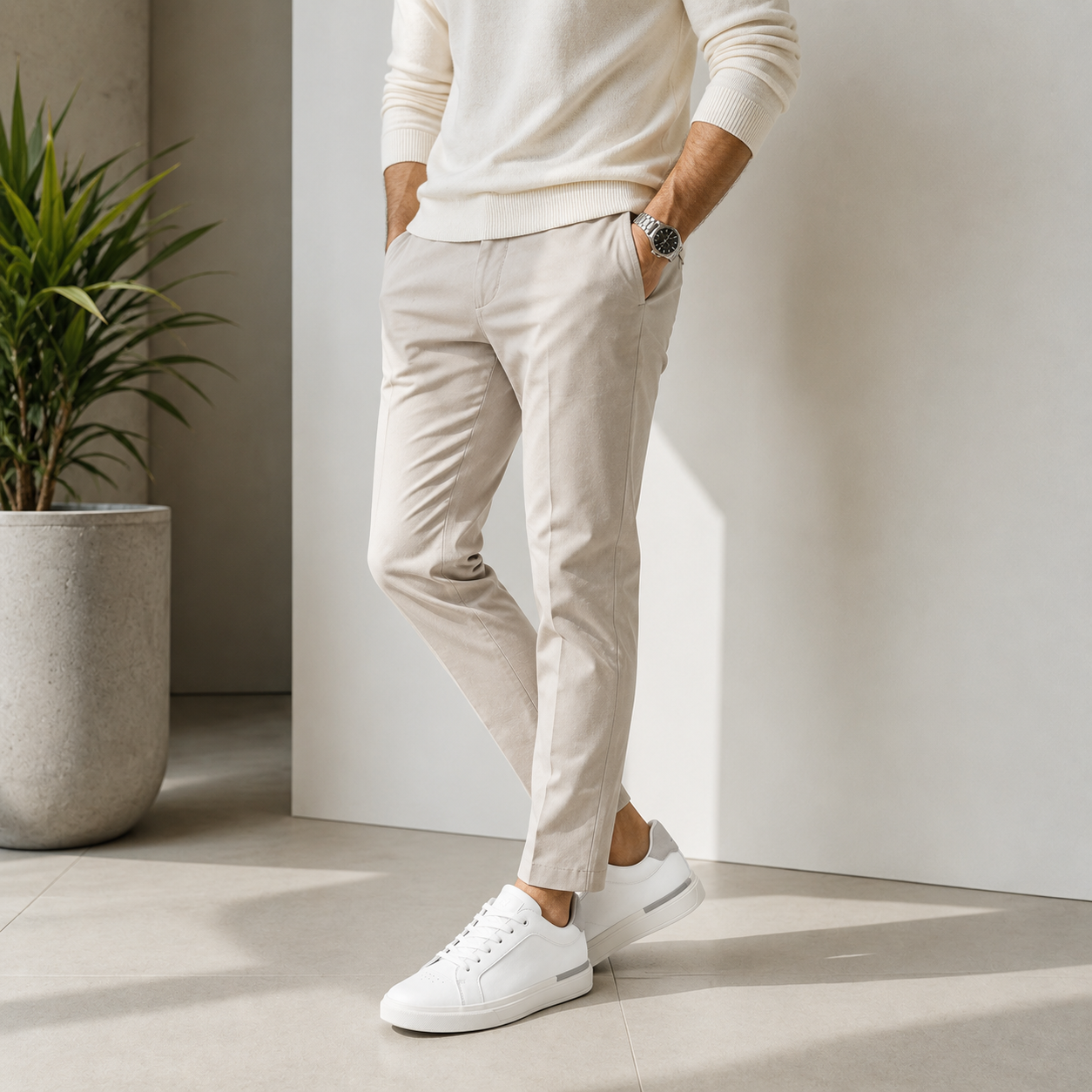Premium White Casual Leather Trainer | Clottan Clerhy
