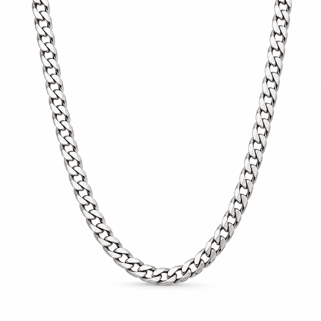 Men's Stainless Steel Cuban Chain Necklace – Silver | Clottan Clerhy