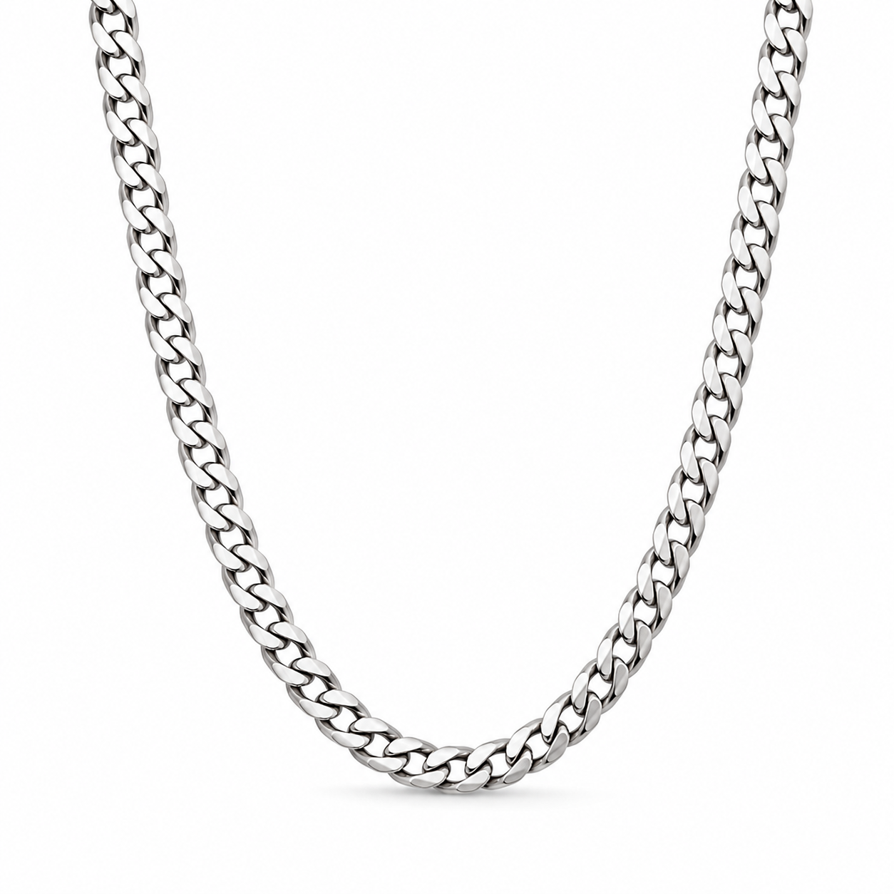 Men's Stainless Steel Cuban Chain Necklace – Silver | Clottan Clerhy