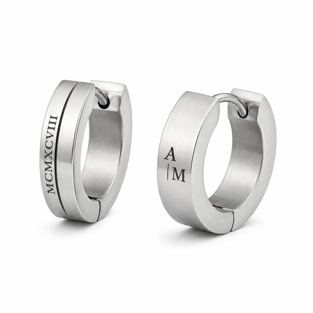 Personalised Stainless Steel Hoop Earrings – Silver | Clottan Clerhy